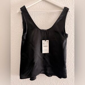 Zara Black Satin Tank Top | Sleek Minimalist Evening & Casual Wear